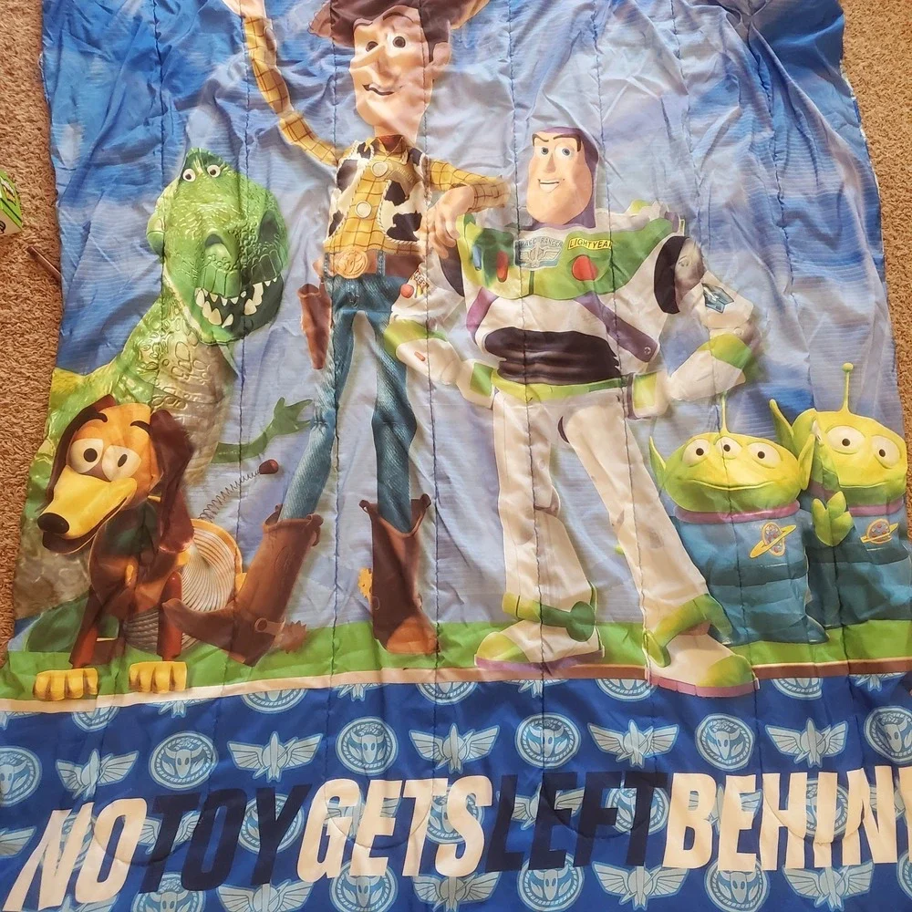 Toy Story 3 No Toy Gets Left Behind Twin Comforter, Dinosaur, Woody, Buzz Slinky